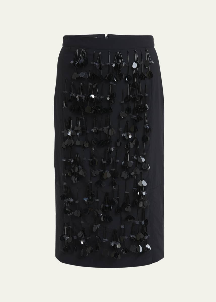 Plan C Sequined Straight Midi Skirt