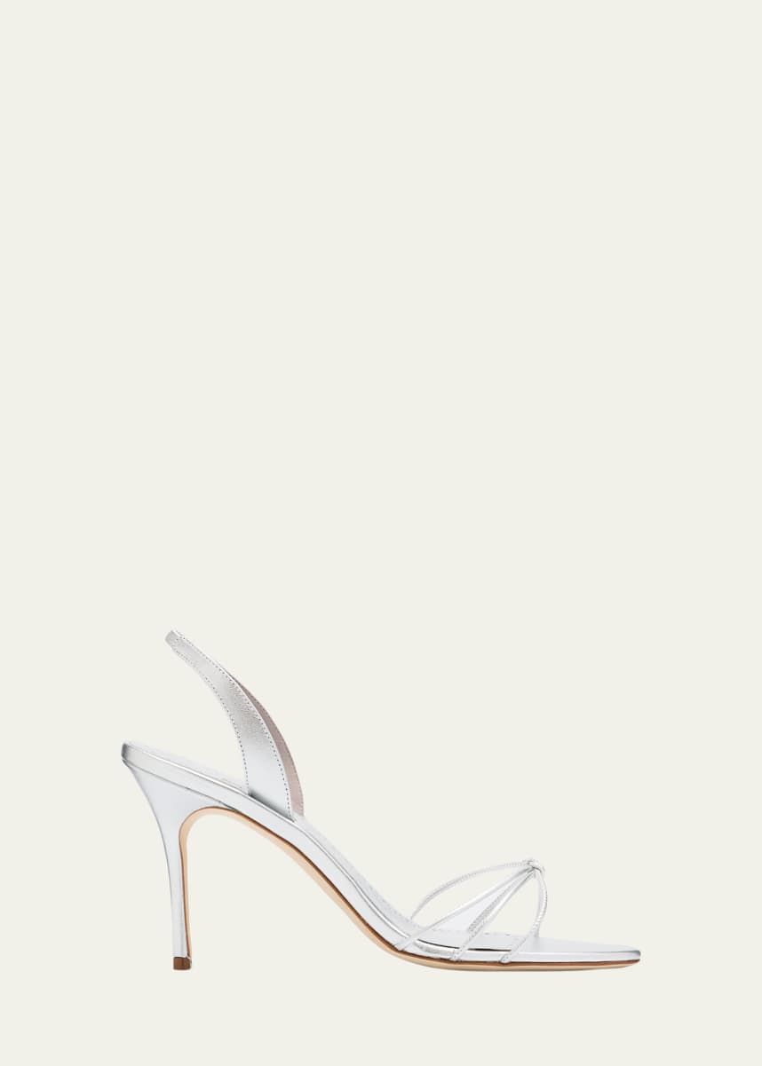 Manolo Blahnik Sareta Metallic Crisscross Halter Sandals