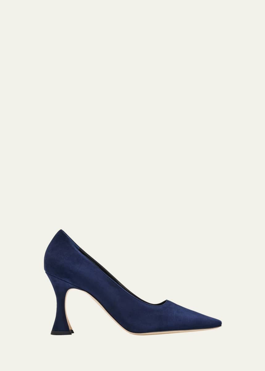 Manolo Blahnik Loumaj Kid Suede Pumps