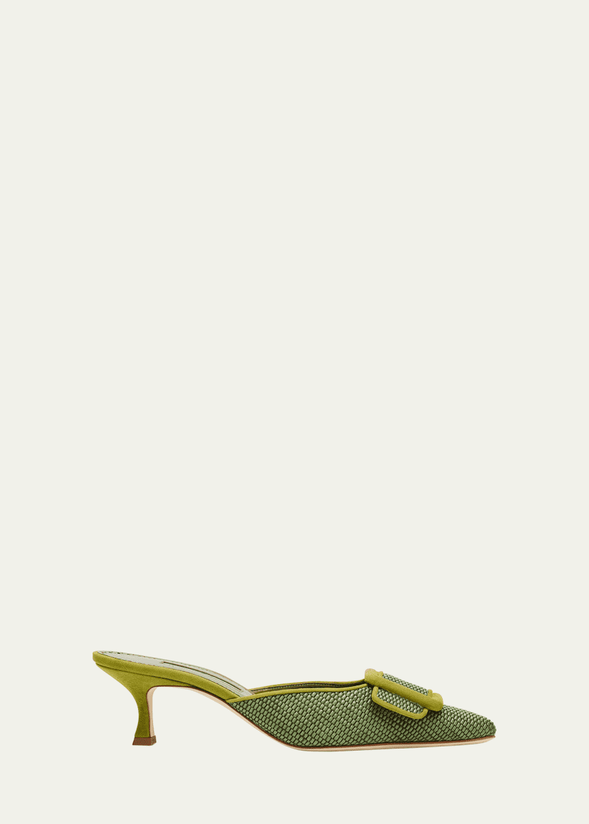 Manolo Blahnik Maysale Woven Buckle Mule Pumps