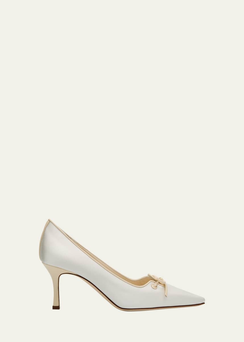 Manolo Blahnik Zaman Silk Lace-Up Pumps