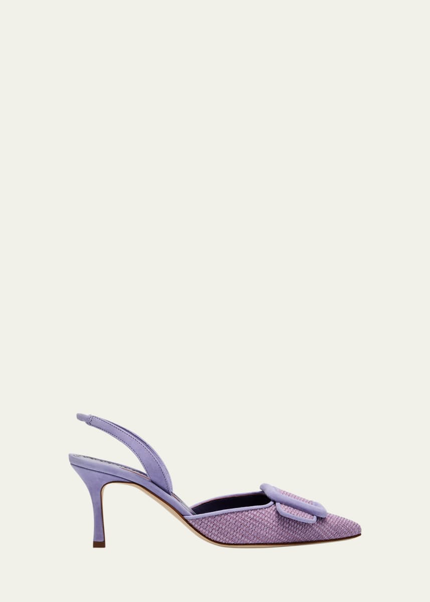 Manolo Blahnik Maysli Woven Buckle Slingback Pumps