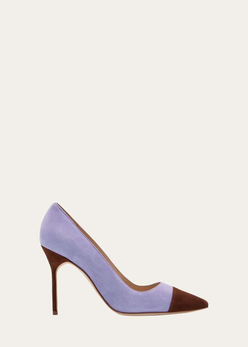 Manolo Blahnik Capcour Bicolor Suede Cap-Toe Pumps