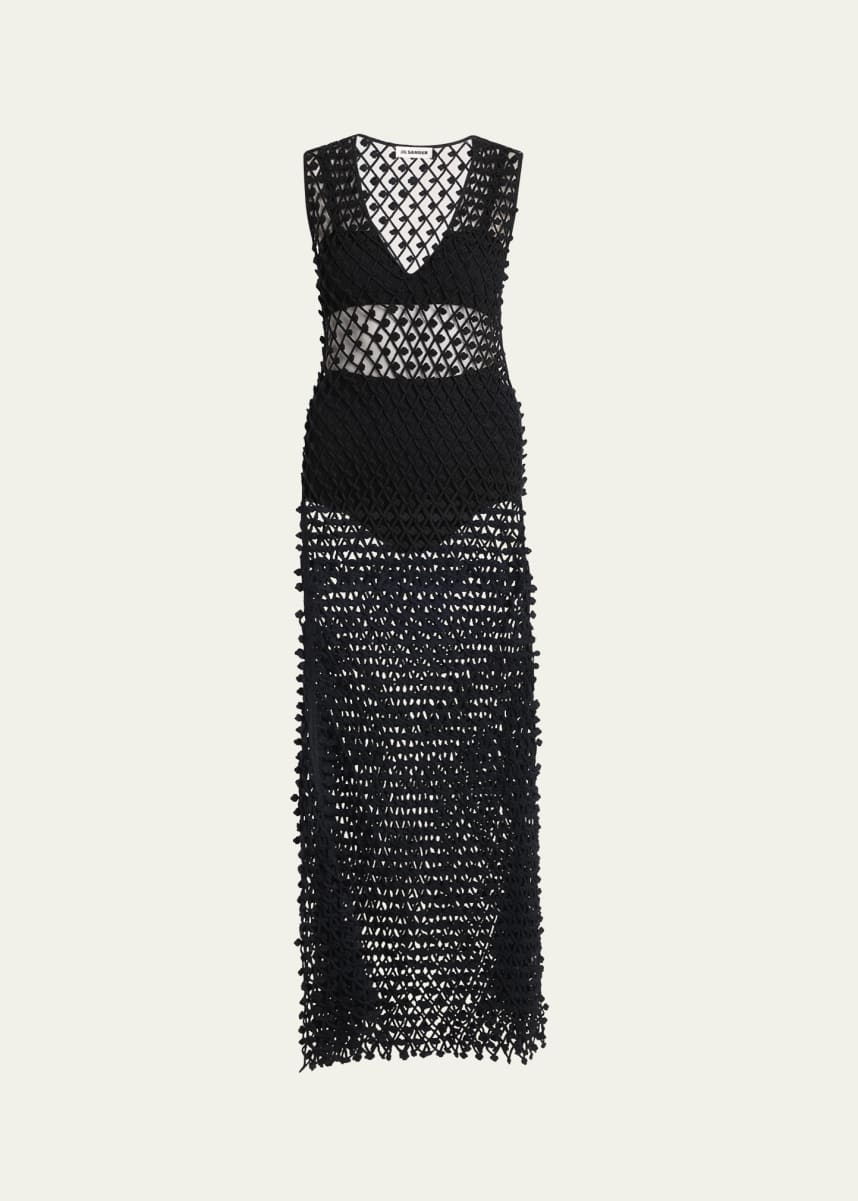 Jil Sander Long Embroidered Net Dress