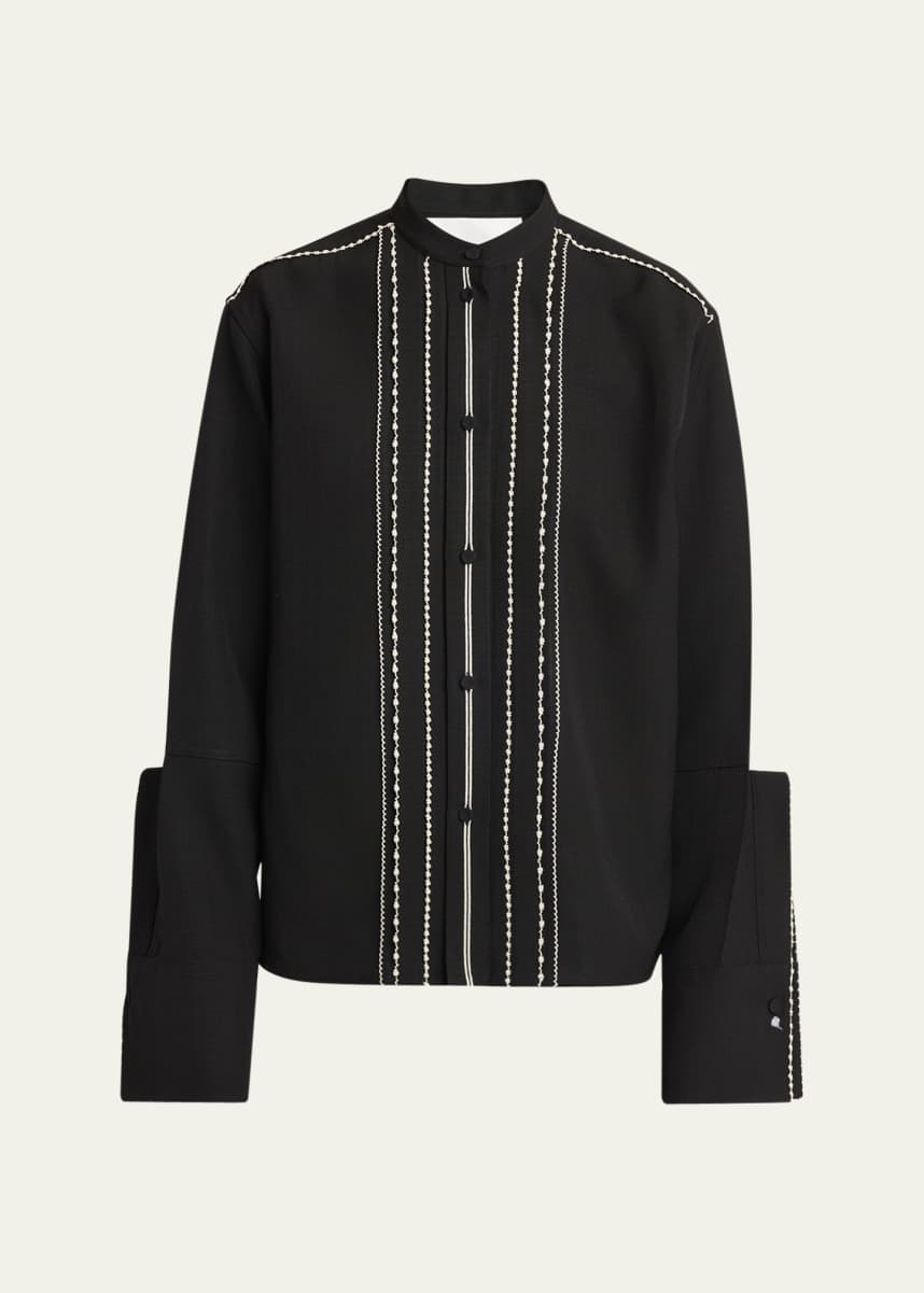 Jil Sander Embroidered Trim Button Down Blouse