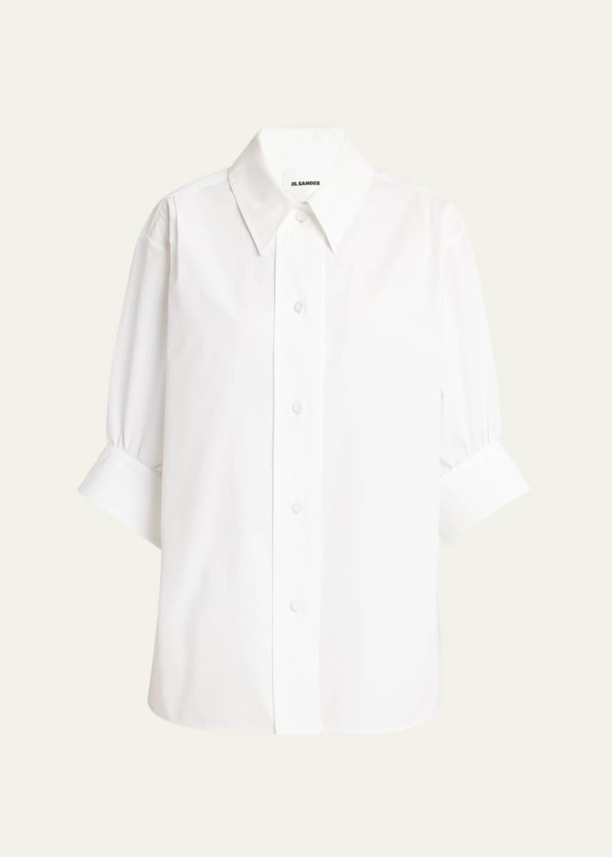 Jil Sander Three-Quarter Sleeve Poplin Blouse