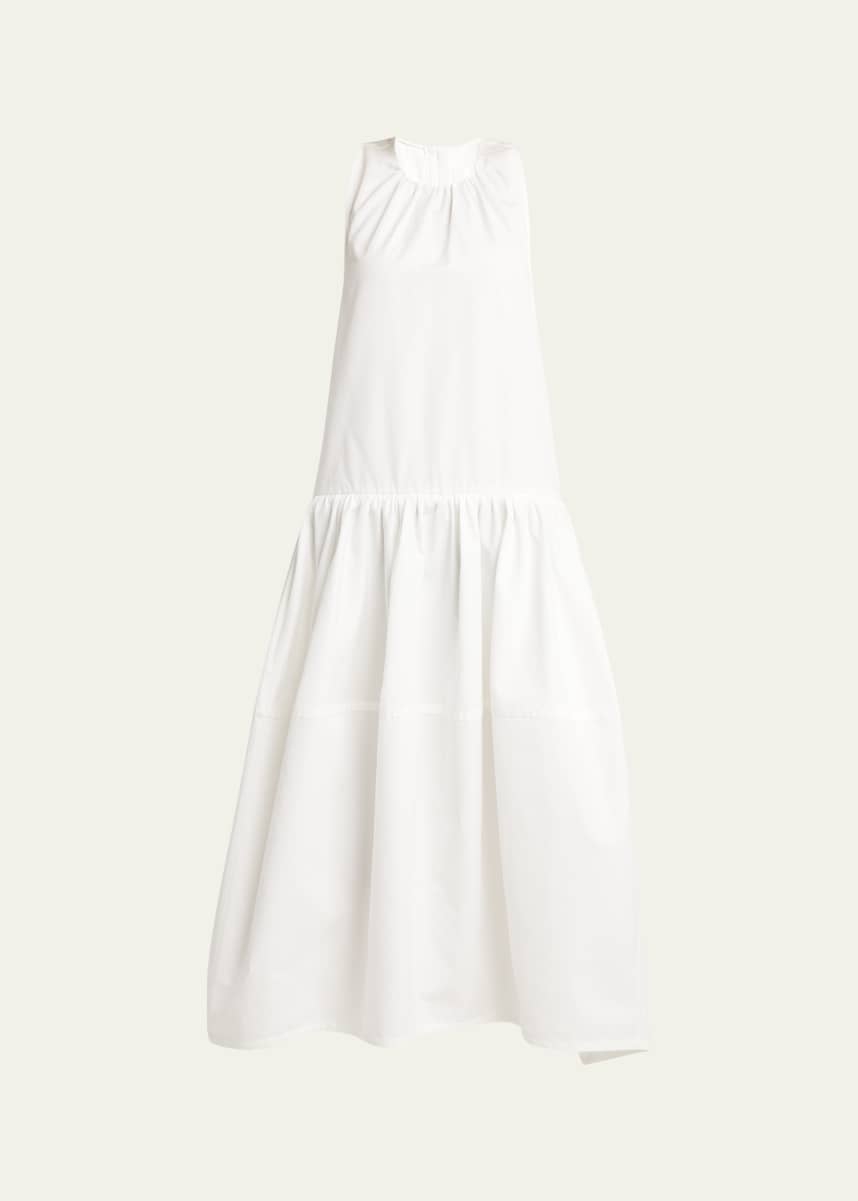 Jil Sander Drop Waist Midi Cotton Dress