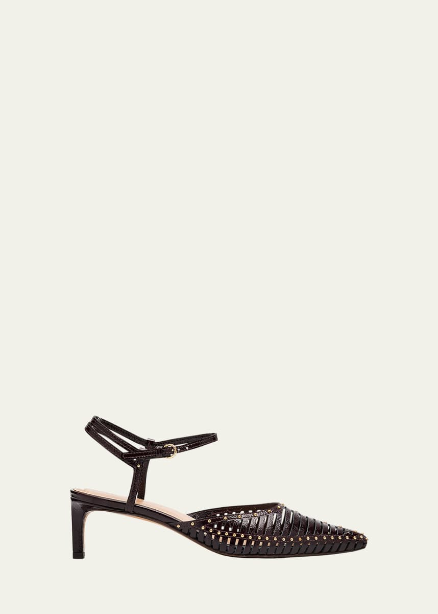 Ulla Johnson Francine Caged Leather Ankle-Strap Pumps