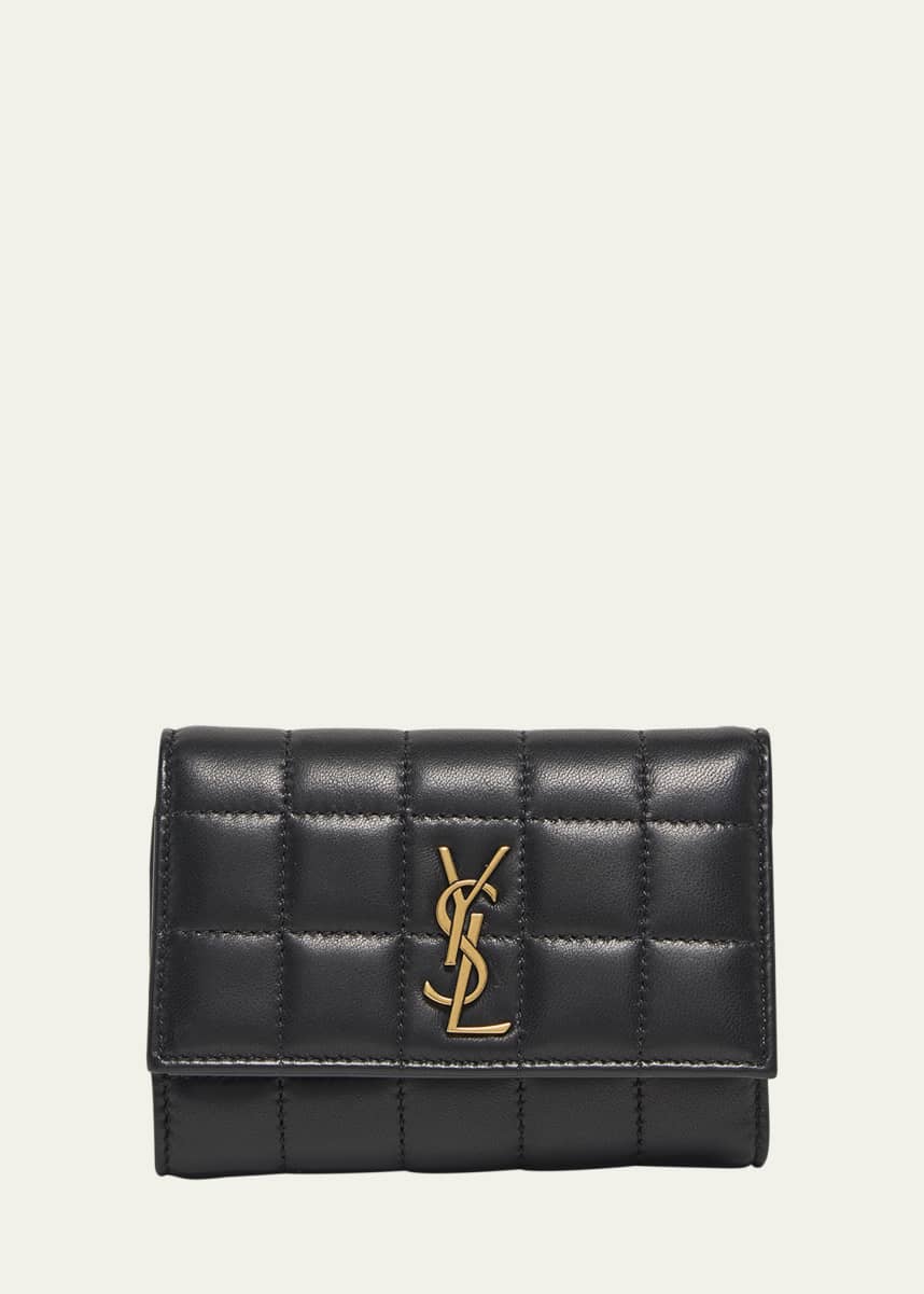 Saint Laurent YSL Slim Trifold Wallet in Quilted Leather