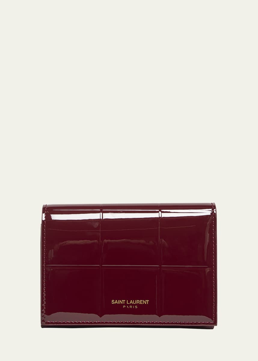 Saint Laurent Slim Trifold Wallet in Patent Quilted Leather