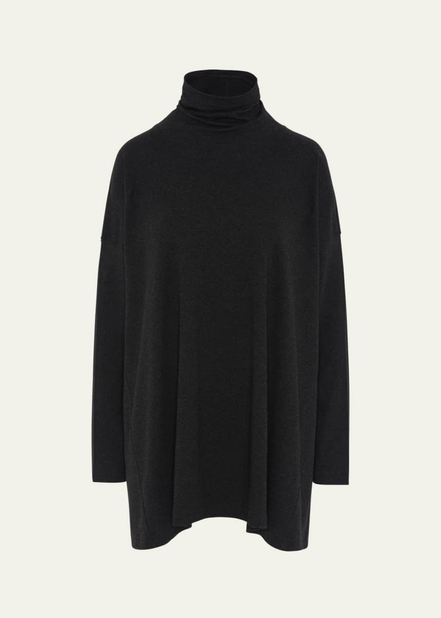 Eskandar Side Paneled Scrunch-Neck Top (Long Length)