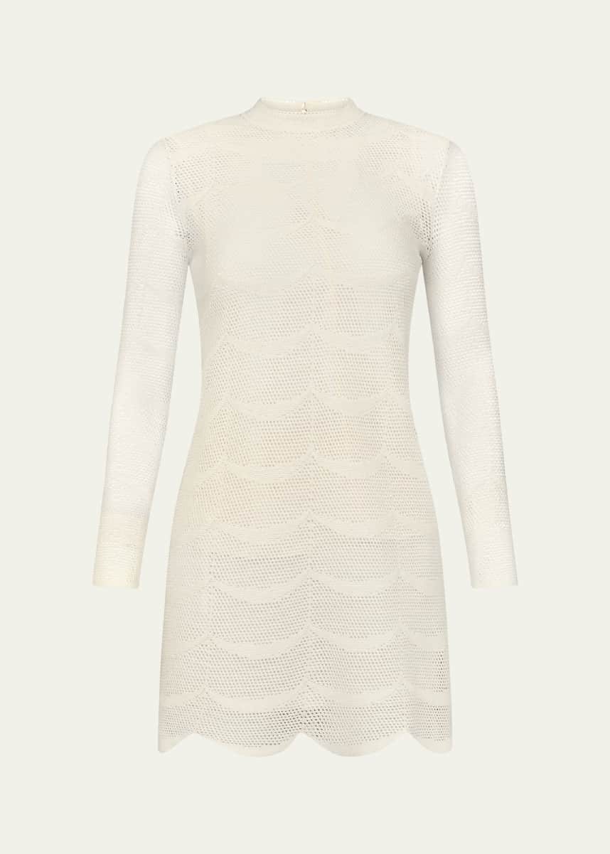 TOM FORD Knit Mesh Mini Scalloped Mini Dress