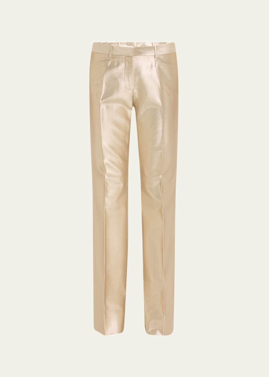 TOM FORD Metallic Low Waist Flare Wool Pants