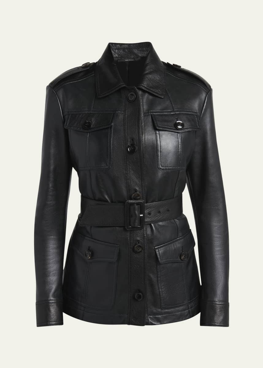 TOM FORD Belted Button Down Leather Jacket