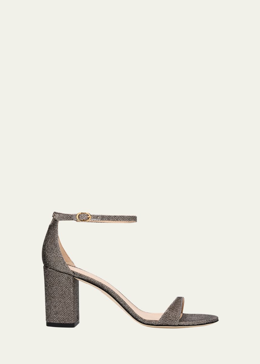 Stuart Weitzman Nudist II Metallic Ankle-Strap Sandals