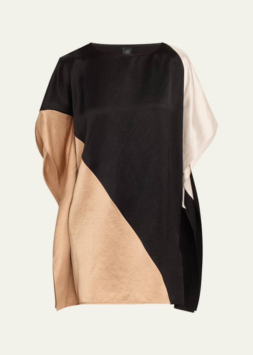 Zero + Maria Cornejo Dia Short Colorblock Linen Dress