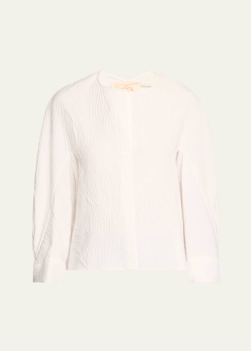 Zero + Maria Cornejo Akeo Textured Cotton Blouse