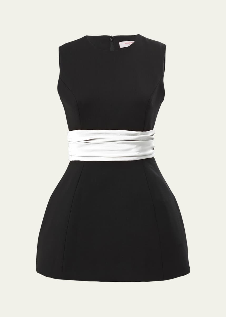 Carolina Herrera Cummerbund Waist Sleeveless Wool Top