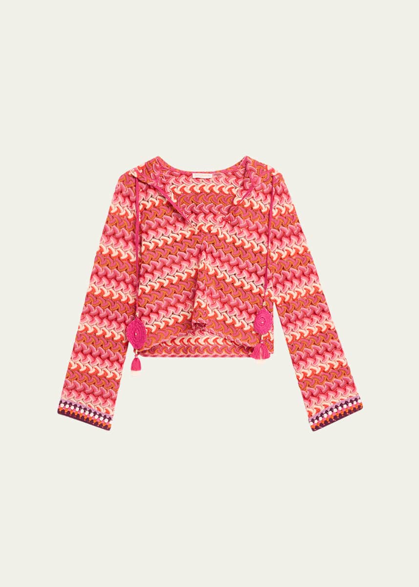 Ramy Brook Cline Chevron Knit Hooded Crop Top