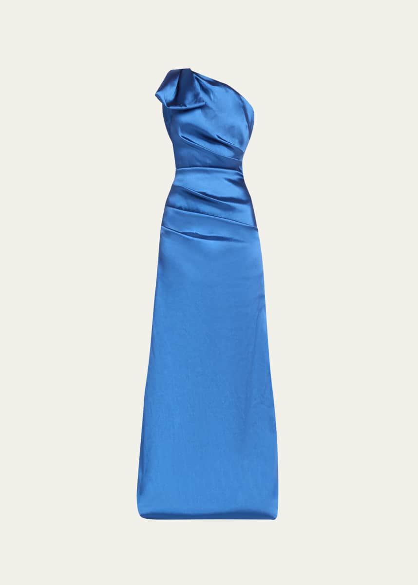 Rickie Freeman for Teri Jon One-Shoulder Stretch Gazar Gown