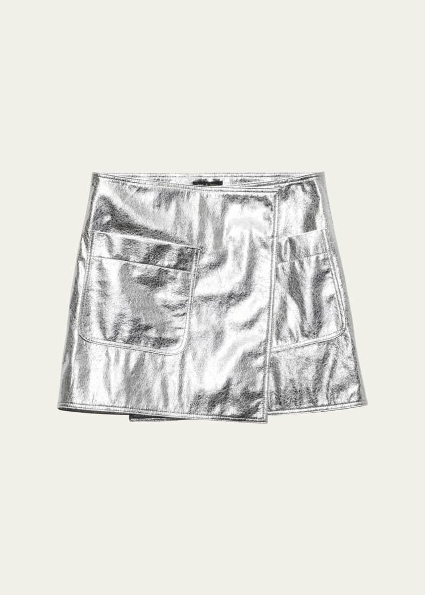 Rag & Bone Kyla Foil Faux Leather Wrap Skirt