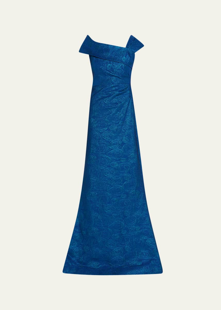Rickie Freeman for Teri Jon Metallic Stretch Jacquard Trumpet Gown