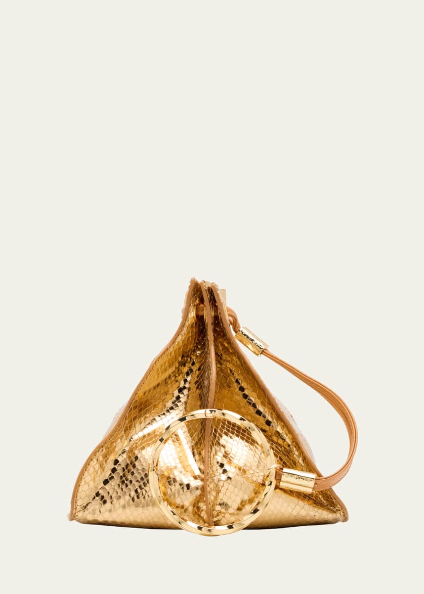 Ulla Johnson Adria Pleated Wave Snakeskin-Embossed Pochette Bag