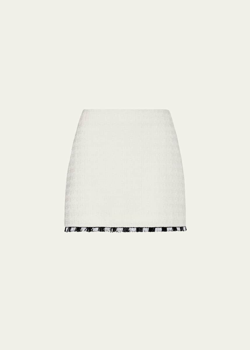 Milly Jayla Bead Fringe Tweed Mini Skirt