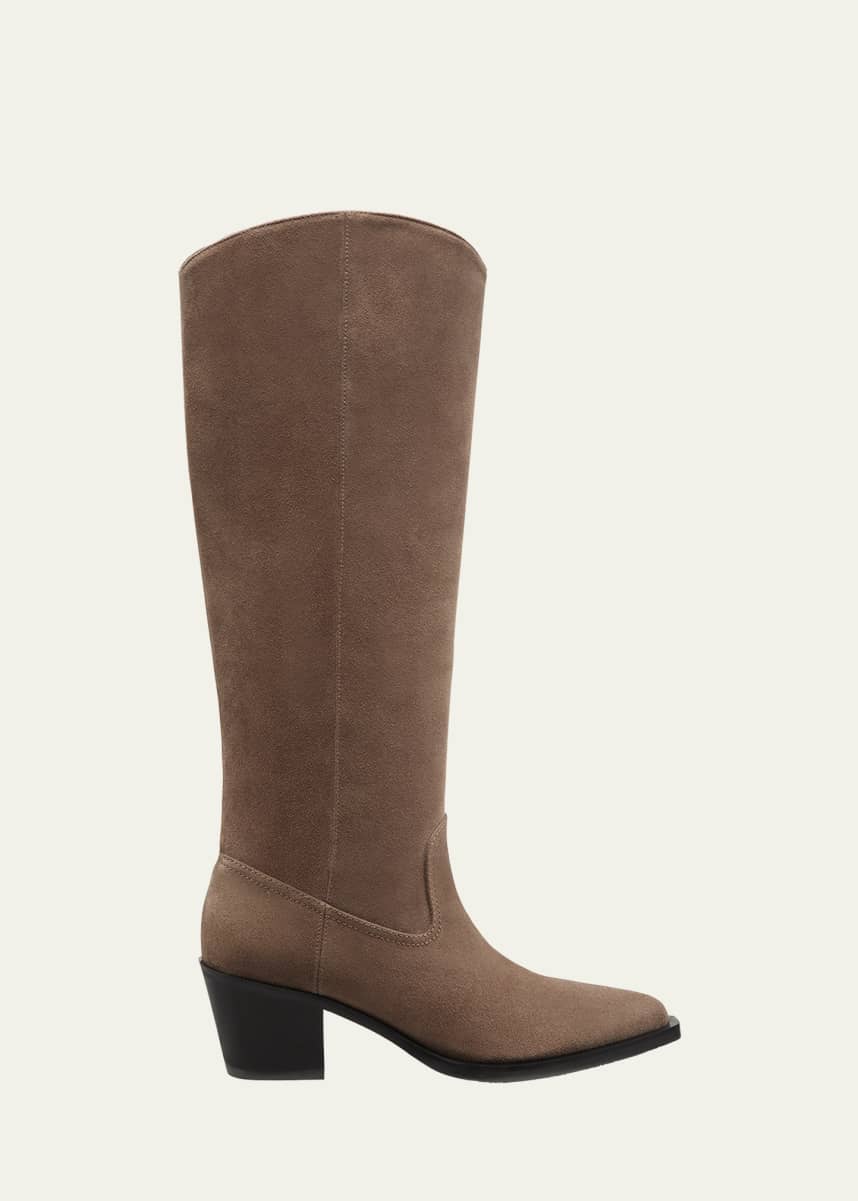 Stuart Weitzman Tate Knee-High Pointed Suede Boots