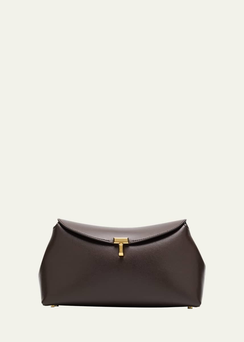 Toteme T Lock Flap Leather Clutch Bag