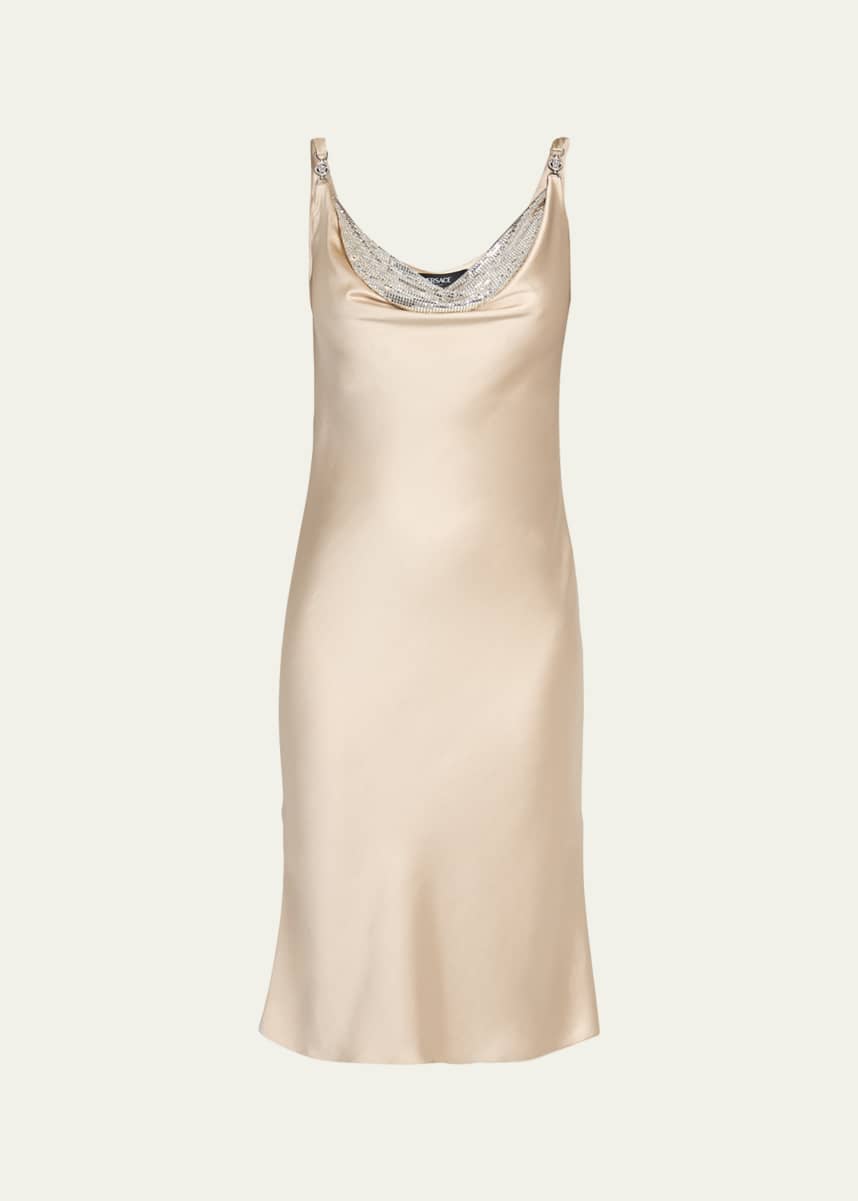 Versace Metal Mesh Satin Cocktail Dress