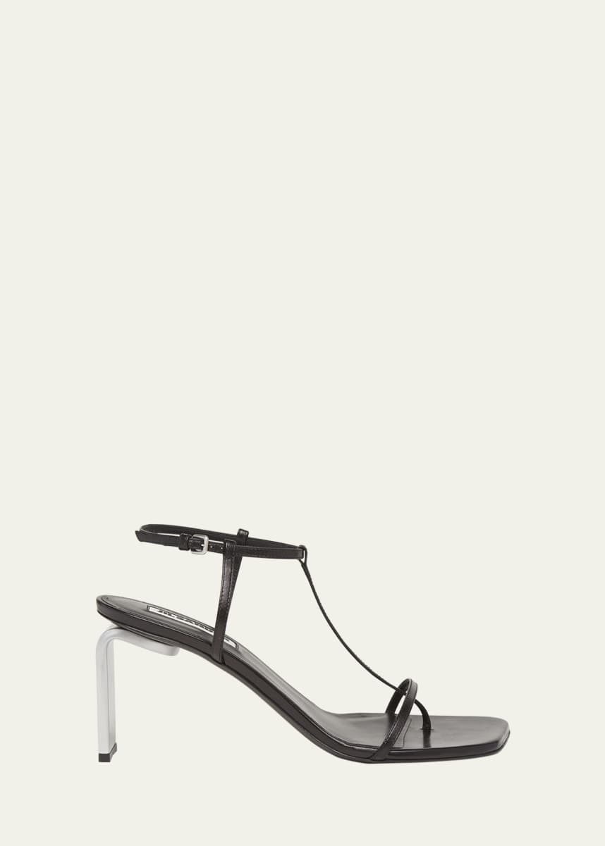 Jil Sander Square-Toe T-Strap Heel Sandals