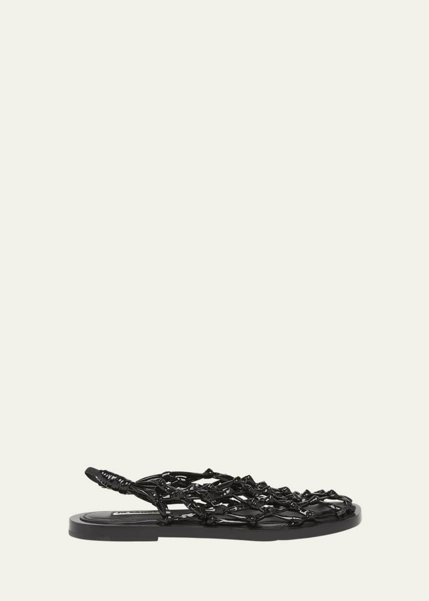 Jil Sander Leather Crochet Net Ballerina Flat Sandals