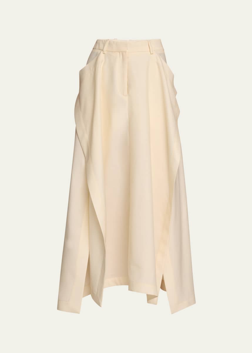 Heirlome Jacinta Draped Silk-Wool Midi Skirt