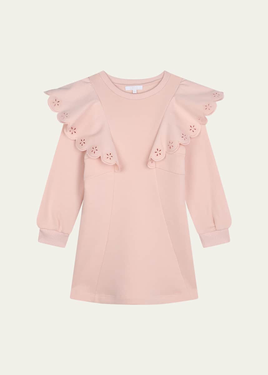 Chloe Girl's Scalloped Embroidered Dress, Size 4-5