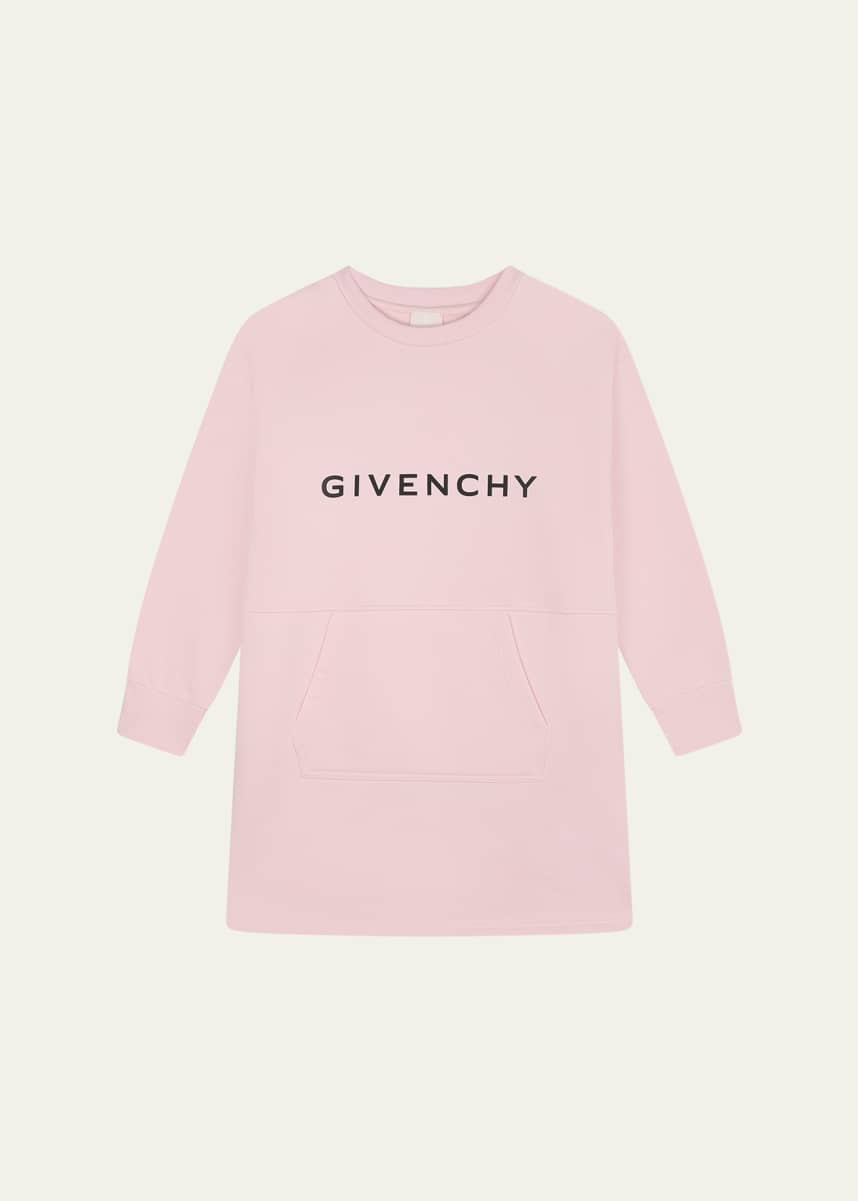 Givenchy Girl's Logo-Print Fleece Hoodie Dress, Size 4-5