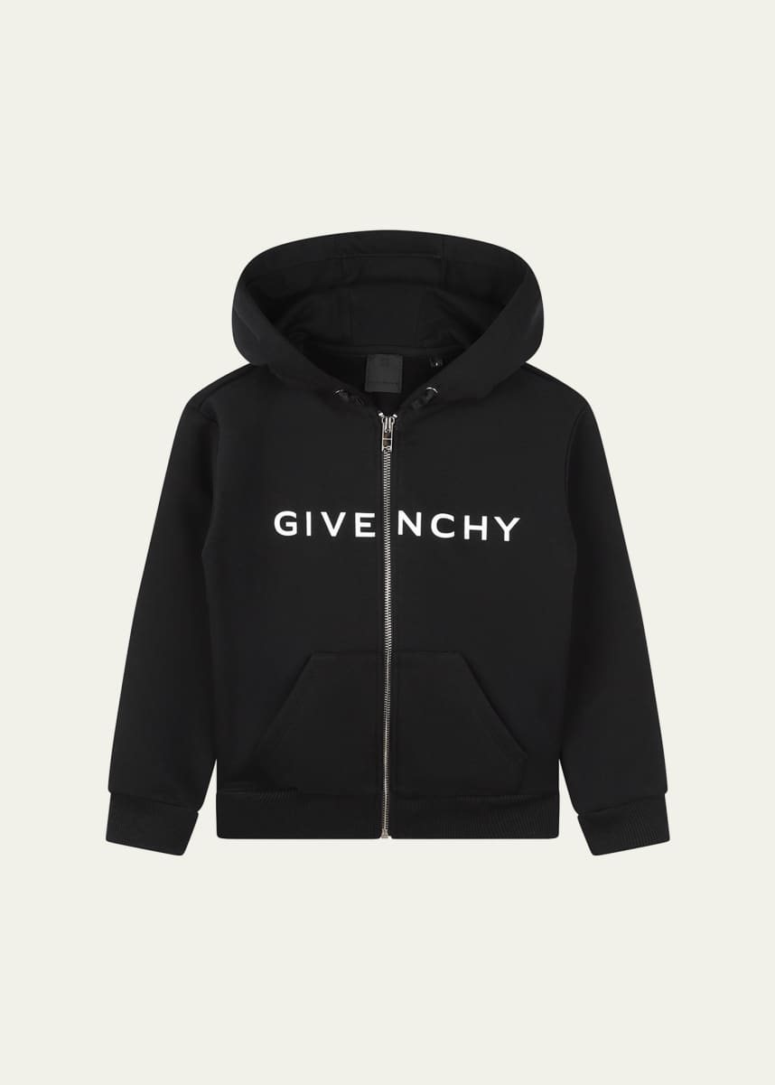 Givenchy Kid's Logo-Print Zip-Front Hoodie, Size 6-12