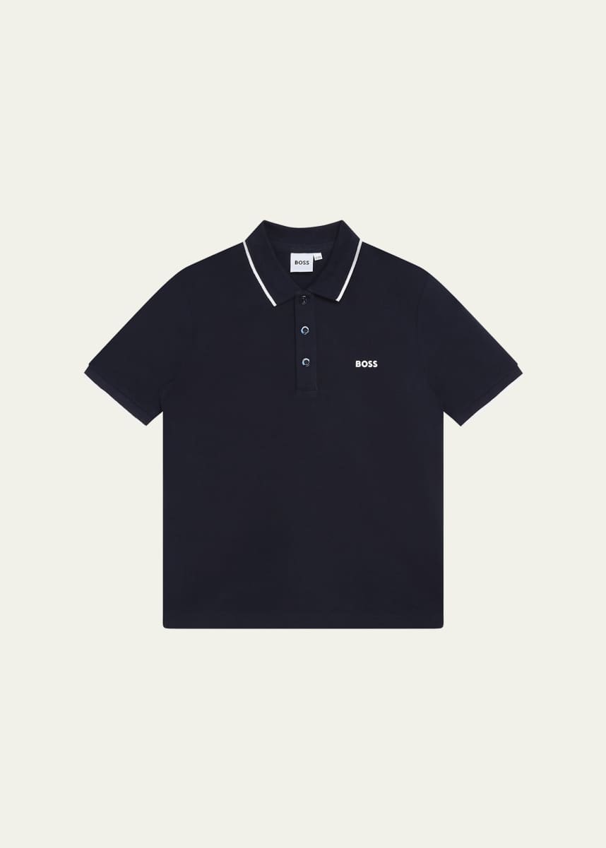 BOSS Boy's Logo-Print Polo Shirt, Size 4-5