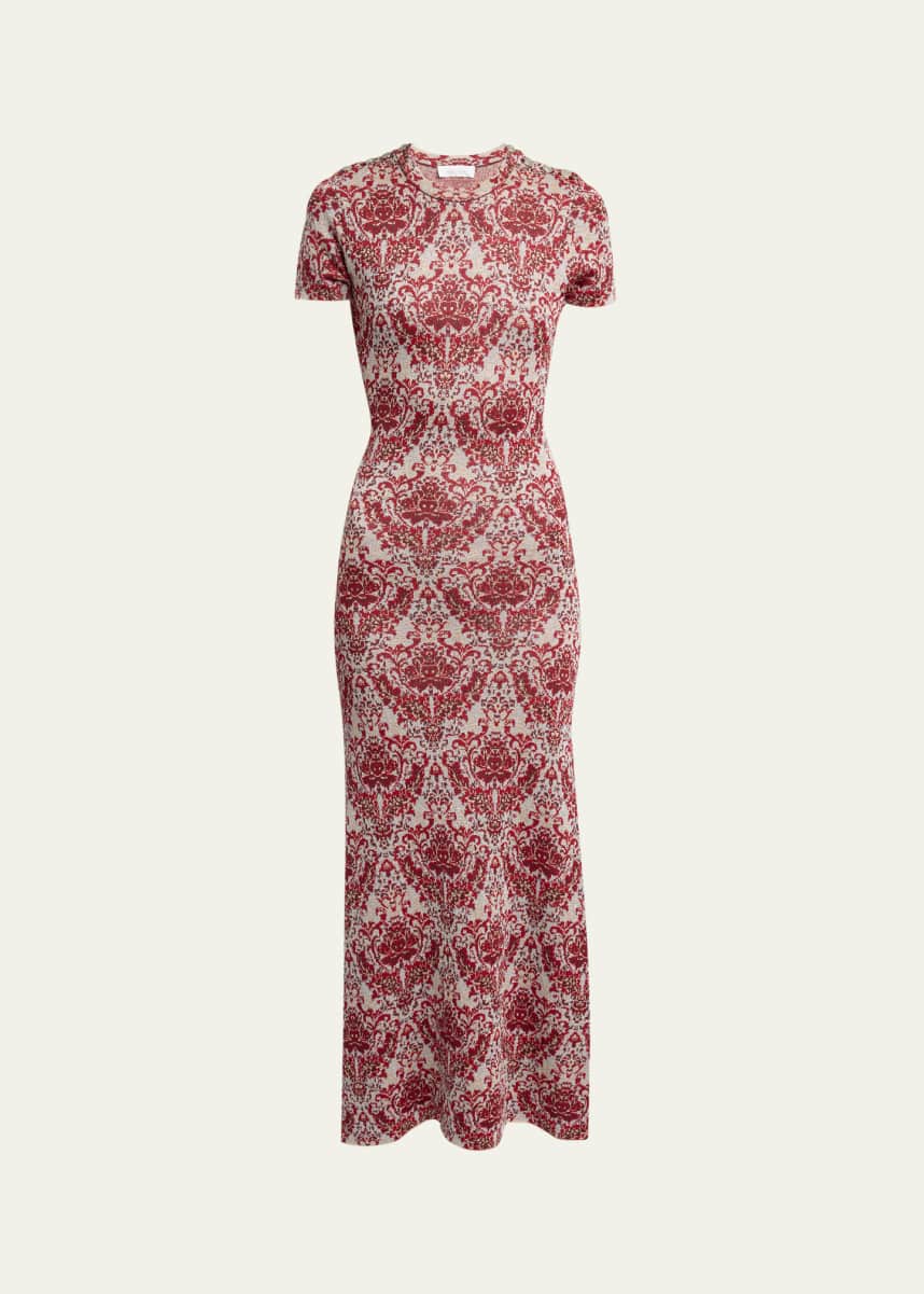 Rabanne Long Damask Print Dress
