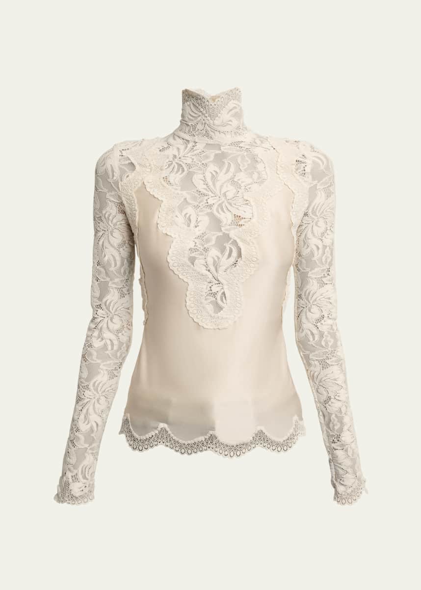 Rabanne High-Neck Lace Blouse