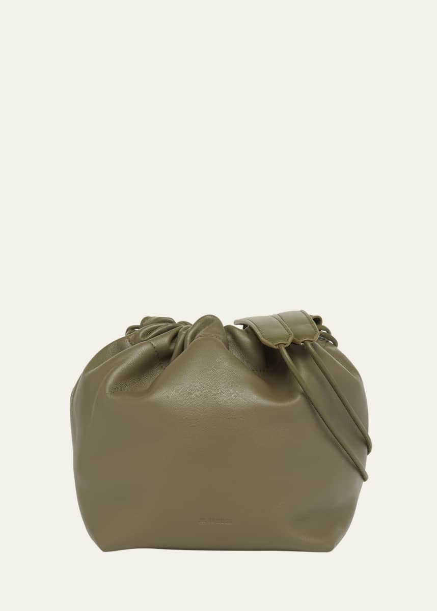 Jil Sander Dumpling Medium Drawstring Leather Crossbody Bag