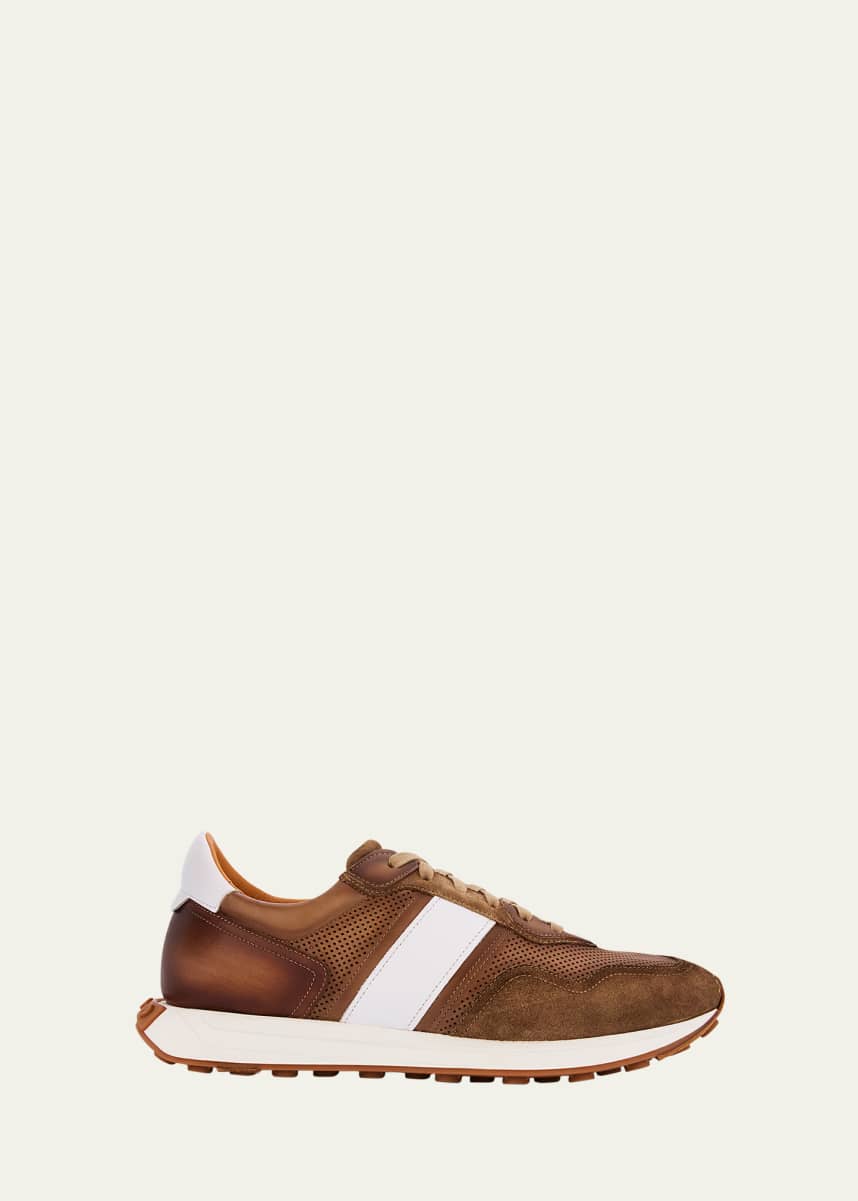 Magnanni Men's Romero Perforated Leather Runner Sneakers