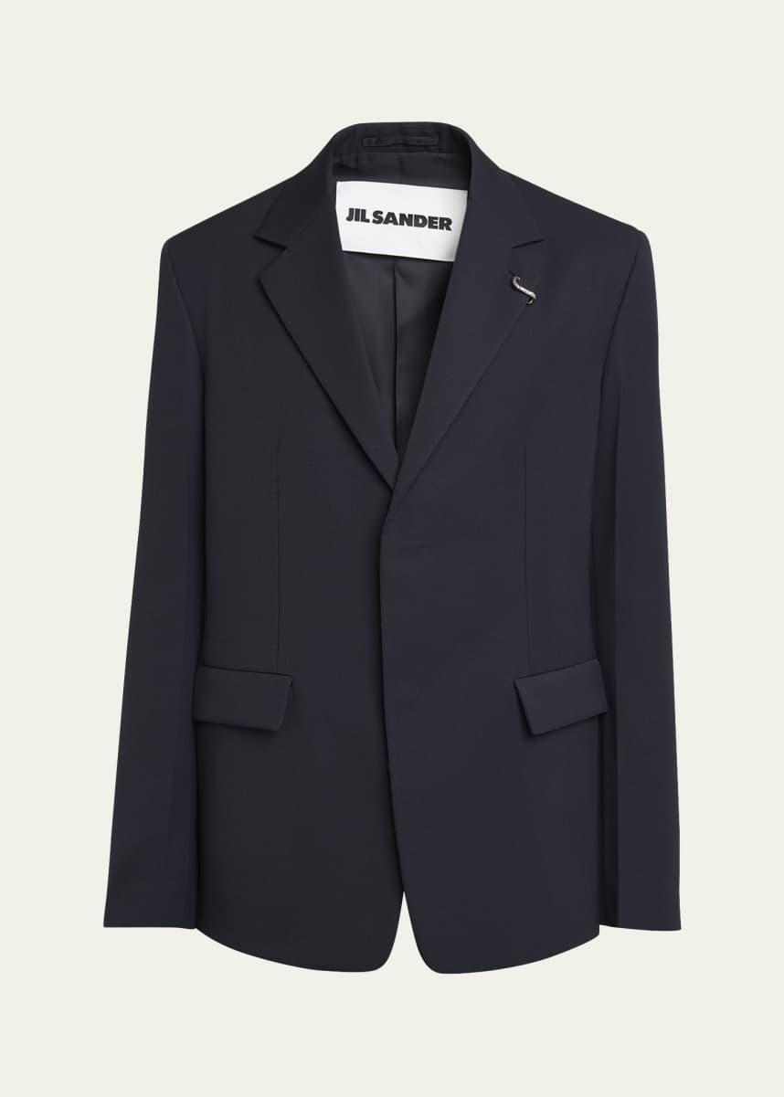 Jil Sander Men's Boxy Sport Coat with Lapel Pin