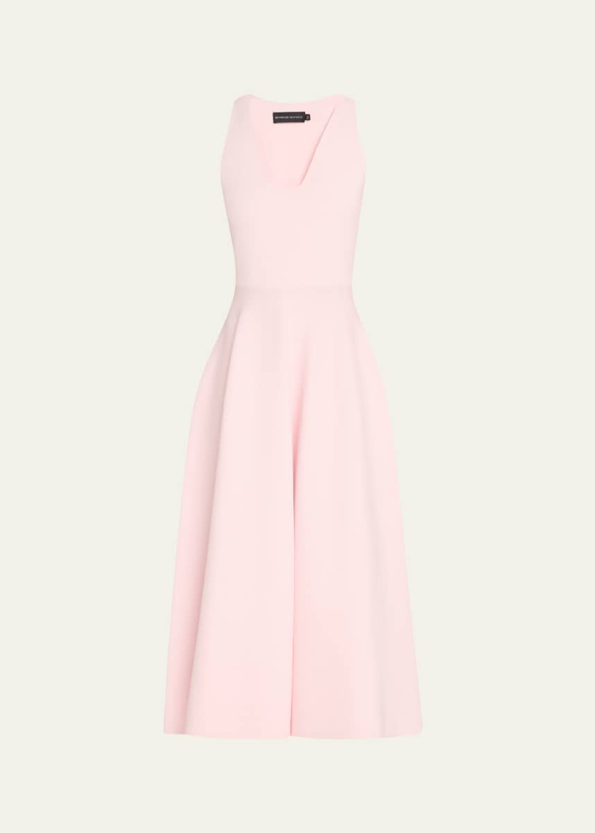 Brandon Maxwell The Renee Compact Knit Fit-Flare Midi Dress