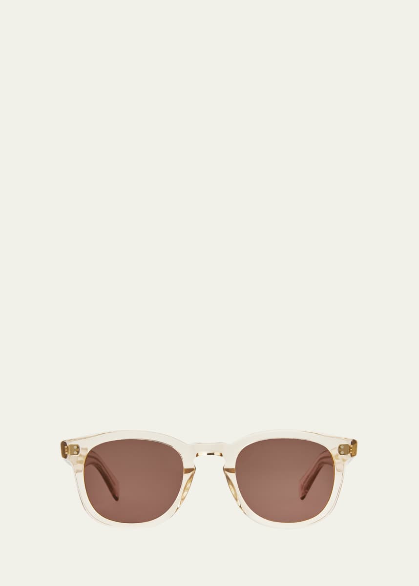 Garrett Leight Men's Kinney II Round Transparent Sunglasses