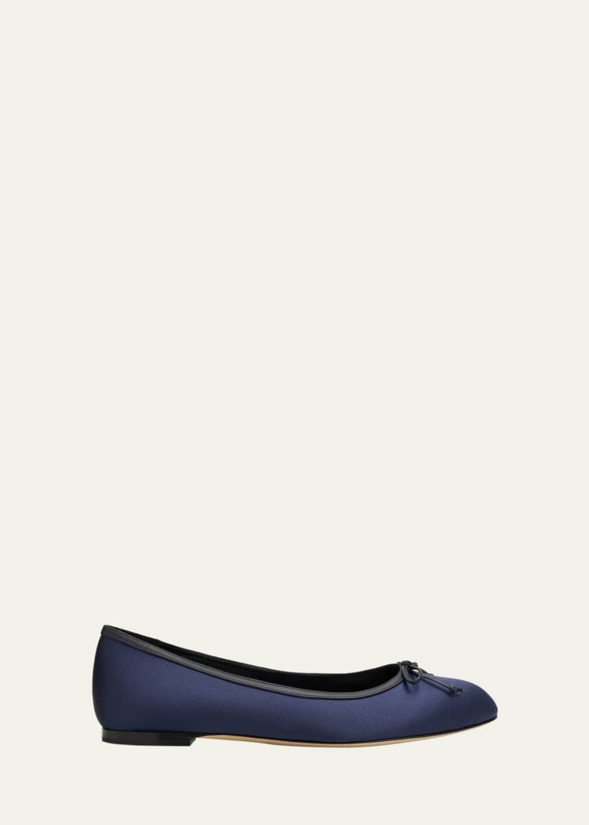 Manolo Blahnik Veralli Bow Ballerina Flats