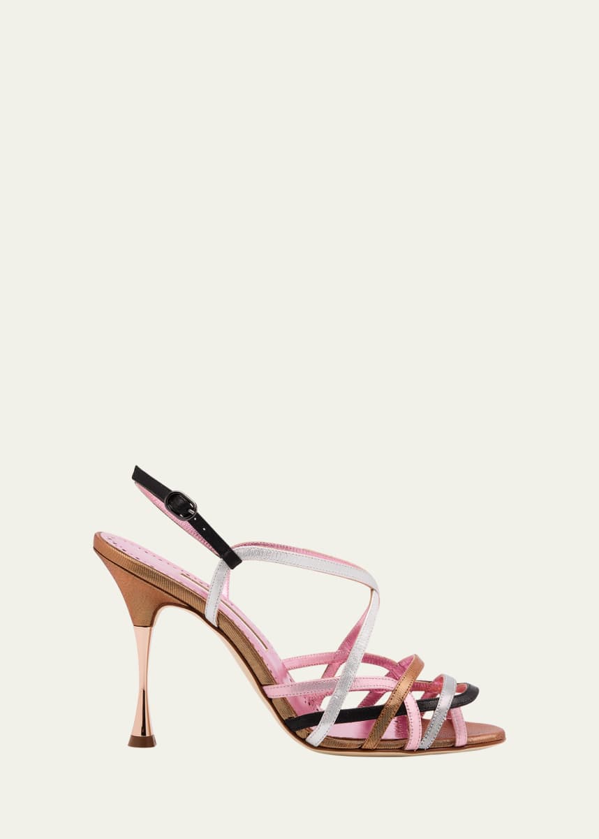 Manolo Blahnik Rayaah Multicolor Strappy Slingback Sandals