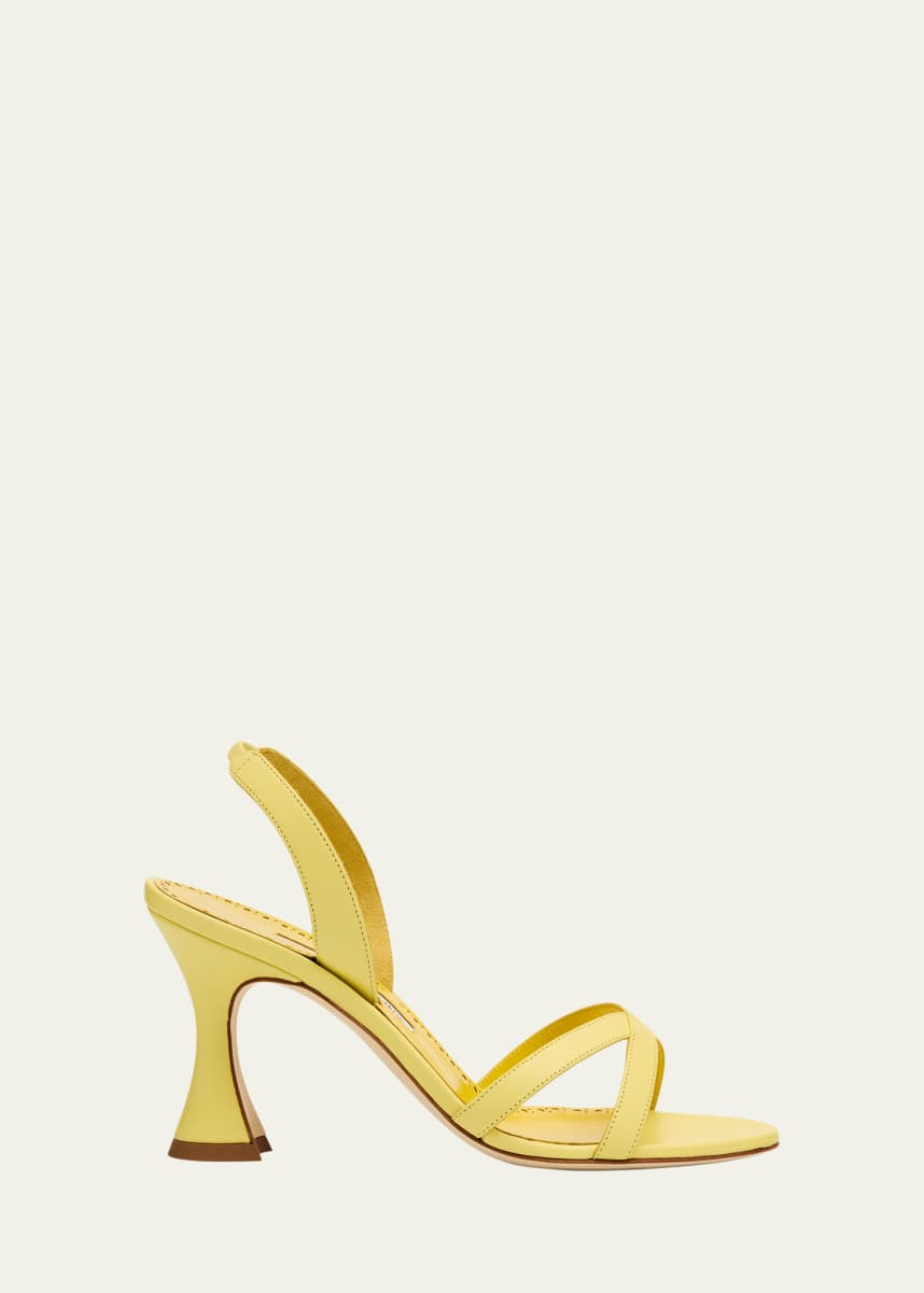 Manolo Blahnik Leather Crisscross Slingback Sandals