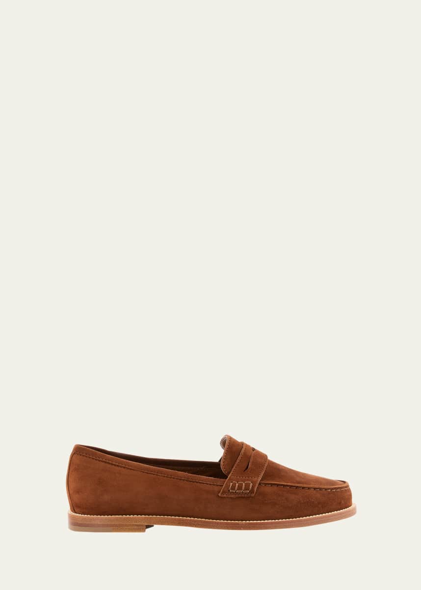 Manolo Blahnik Perrita Classic Suede Penny Loafers