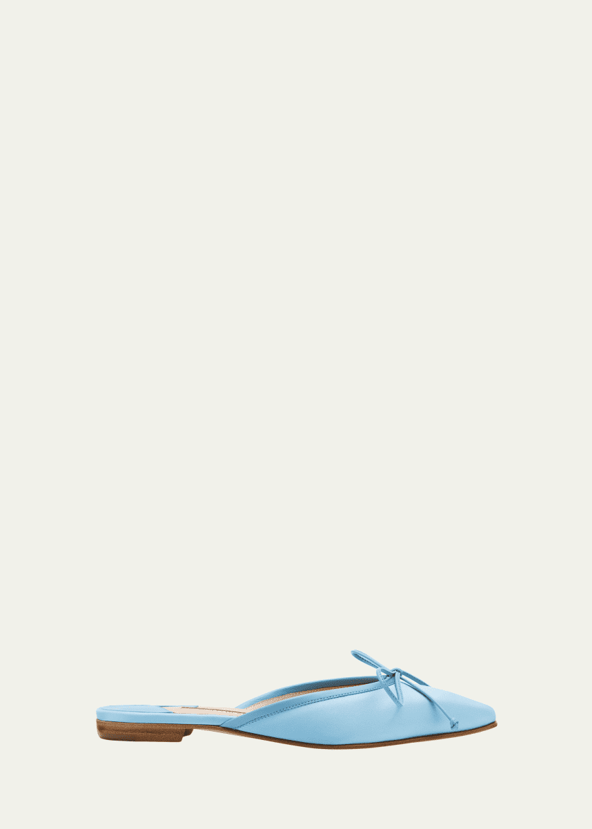 Manolo Blahnik Satin Bow Ballerina Flats
